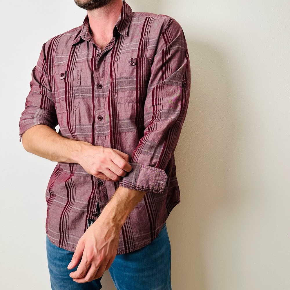 Seven 7 plaid button down long sleeve shirt